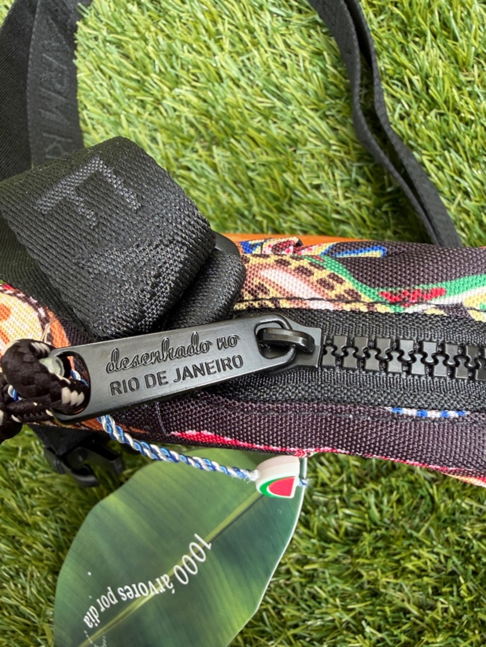 Farm Rio Tropical Print Crossbody Bag - colorful leaf/print pattern - Picture 6 of 8